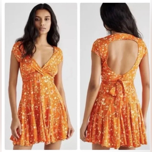 Free People Dresses & Skirts - Free People Womens It Takes Two Wrap Mini Dress Peach Combo Medium NWT $128
